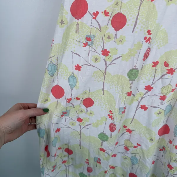 Green Cotton by Garnet Hill 100% Cotton Nightgown White Lantern Floral Womens XL - Image 8