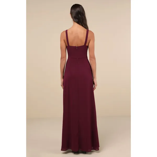 NWT Lulus Remarkable Arrival Plum Purple Sleeveless Maxi Dress Bridesmaid Sz XL - Image 4