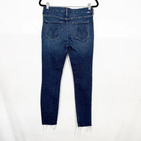 Mother Denim The Looker Ankle Fray Skinny Cigarettes Jeans Girl Crush Blue Wash - Image 4