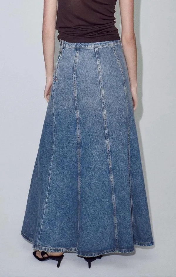 Zara skirt denim jeans flared boho hippie casual - Image 7