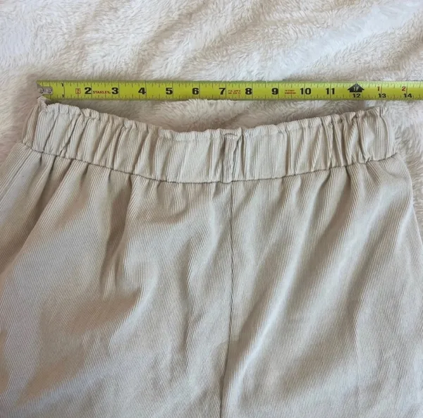 SheIn Light Beige Cream Wide Leg Corduroy Baggy High Waisted Shorts Size Large - Image 7