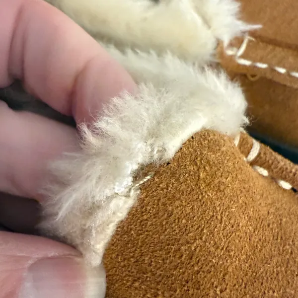 Clarks Mandy Brown Suede Leather Slippers Women’s Sz 9M Faux Fur Indoor/Outdoor - Image 9