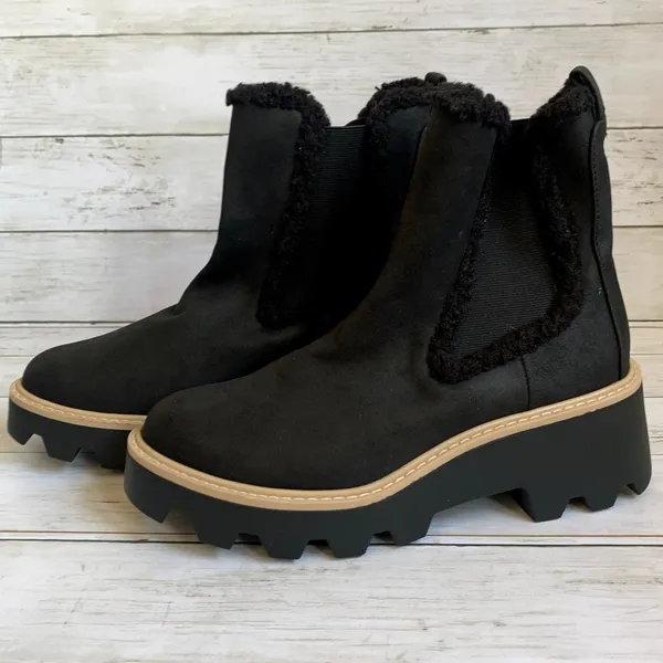 NEW Dolce Vita Women's Vinny Cozy‎ Fur Lined Lug Sole Platform Boots in Black - Image 4