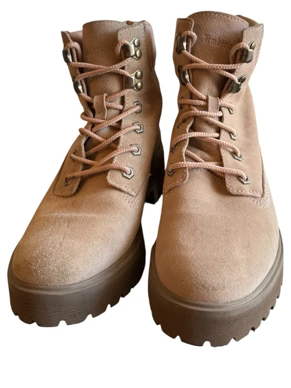 Timberland Waterproof Suede Lace Up Combat Boots Blush Pink Women’s US 8 EU 39 - Image 3