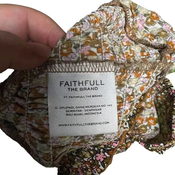 Faithfull The Brand Es‎ Saada Floral Smocked Dress Brown Pink Size 2 - Image 14