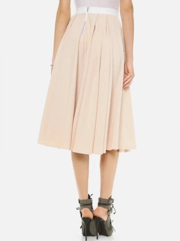 Torn by Ronny Kobo Almond May‎ Textured Lena Pleated Midi Skirt size Medium - Image 5