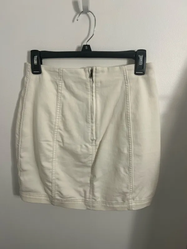 Free People White Bodycon Denim Skirt - Image 5