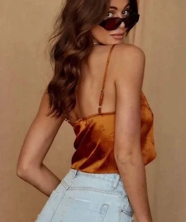 12th Tribe NWT Jolie Amber Satin Crop Top - Image 4