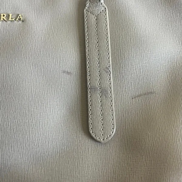 Furla Taupe Texture Leather Tote Shoulder Handbag Minimalist Quiet Luxury Chic - Image 6