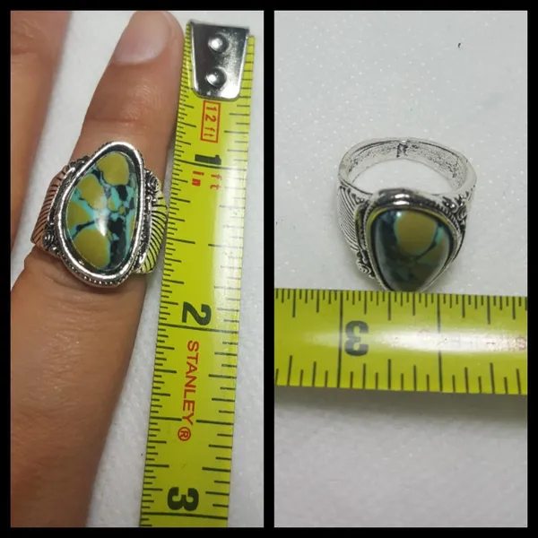 Vintage Tibet Silver Turquoise Ring Size - 6 RGN - Image 4