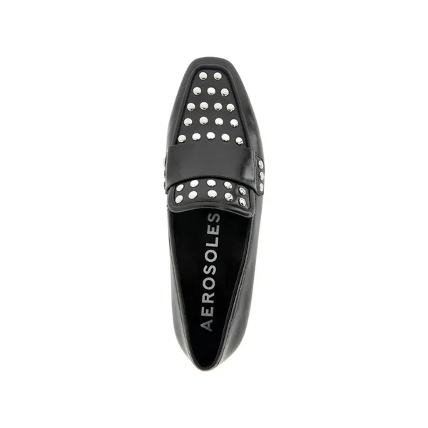 Aerosoles Womens Studded Tailored Loafer Faux Leather Black / Silver 8M - Image 11