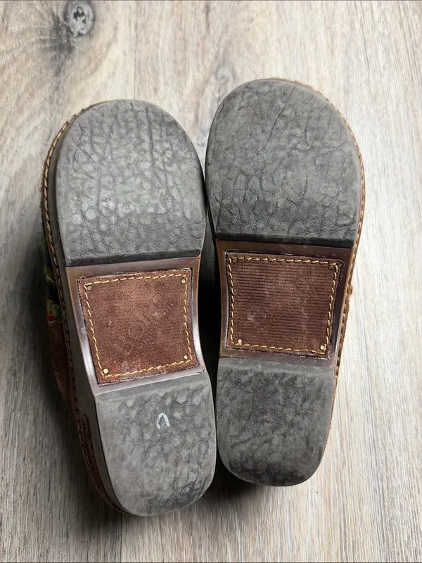 Born Handcrafted Wool Blanket Leather Slip On Boho Southwestern Clogs Size 7.5 - Image 14
