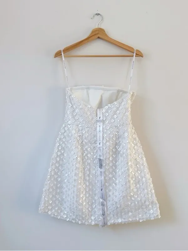 NEW Dessy Collection Women’s Imitation Pearl Sequin Mesh Strapless Minidress - Image 8