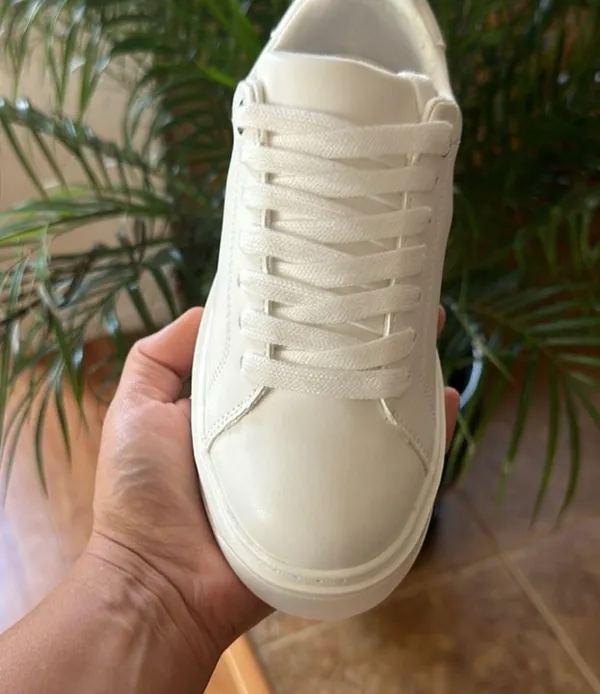Soda White Vegan Leather Sneakers - Image 6