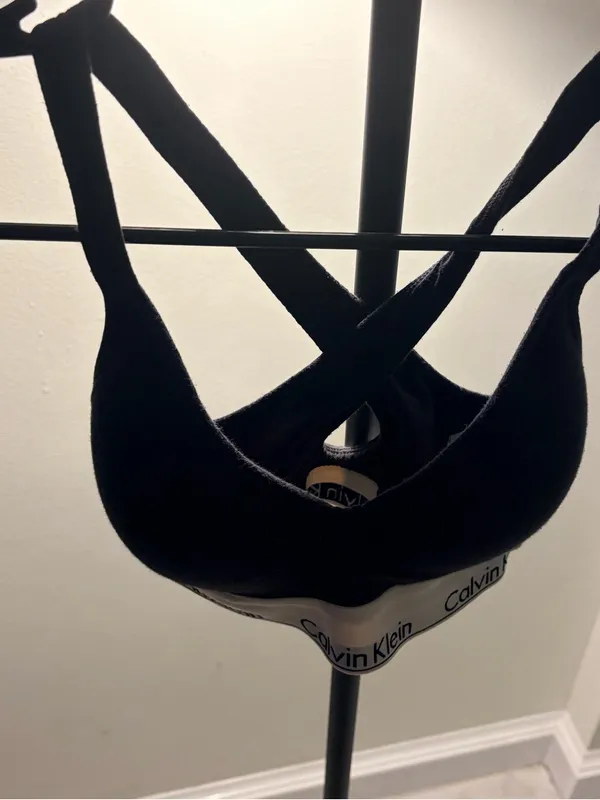 Calvin Klein Black Bralette with Silver Logo Band - Image 3