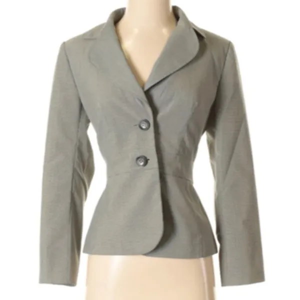 ANN TAYLOR Factory Tan / Brown Black Houndstooth Two Button Work Blazer Jacket 4 - Image 2