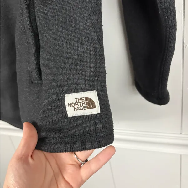 The North Face Black Crescent Hooded Half Zip Fleece Lined Pullover Medium - Image 6