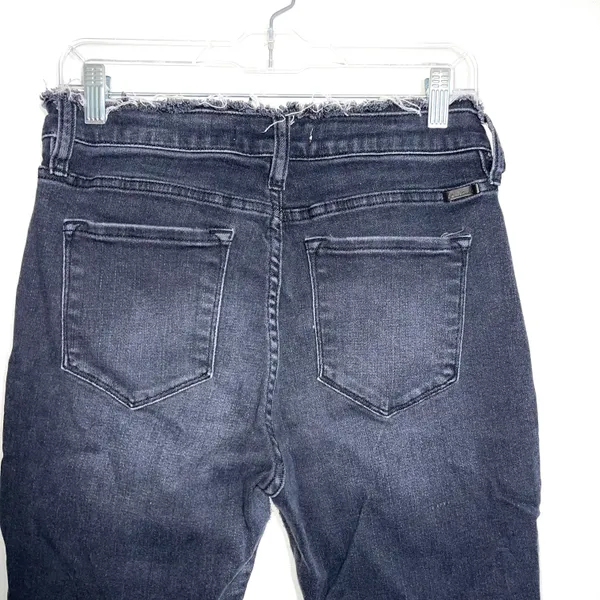 KanCan Charcoal Black High Rise Frayed Waist Skinny Jeans - Image 8