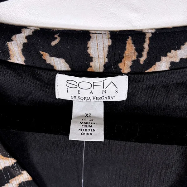 Sofia Jeans Sofia‎ Vergara Tiger Print Midi Dress Metallic Smocked XS New - Image 5