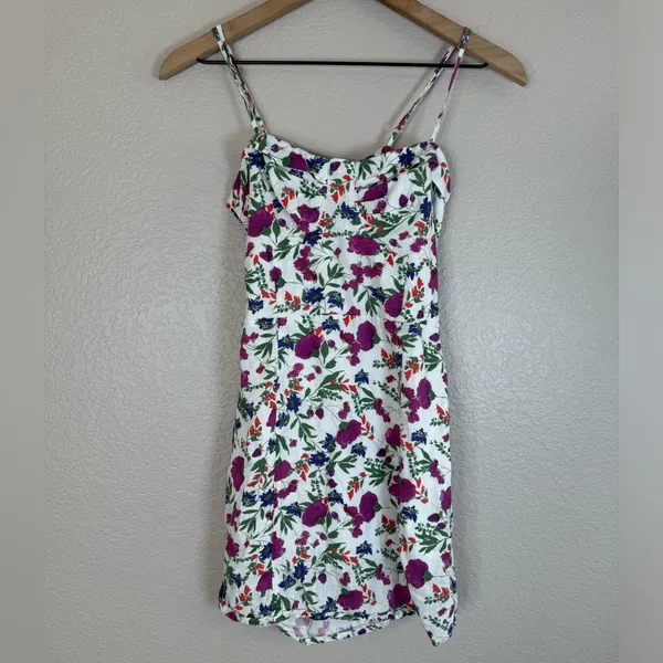 Vix Paula Hermanny Clover Yana Floral Mini Dress in White XS Linen Rayon $268 - Image 5