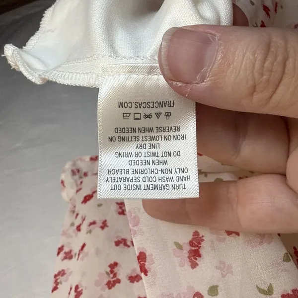 FRANCESCA'S MI AMI WHITE RED FLORAL LONG SLEEVE BABYDOLL DRESS Size XS Preowned - Image 11