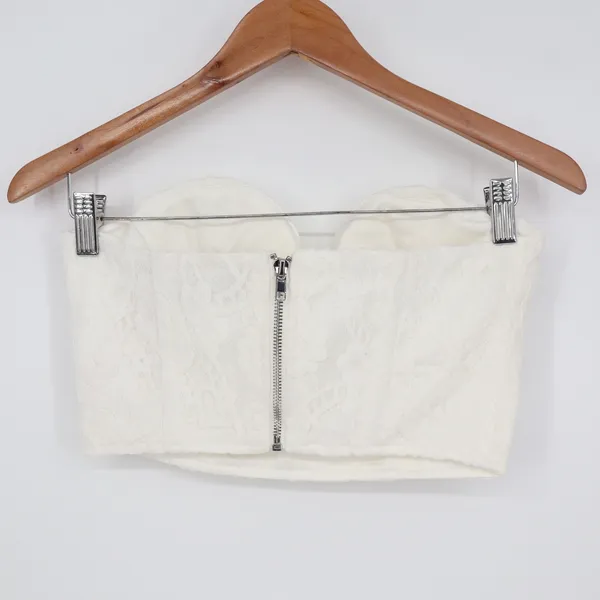 Naked Wardrobe White Lace Bustier Crop Top Sweetheart Small - Image 6