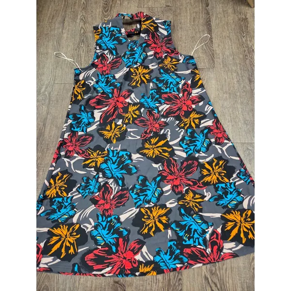 Aryeh Women's Black Blue Red Sleeveless Stretchy Flowy Short Dress Medium - Image 5