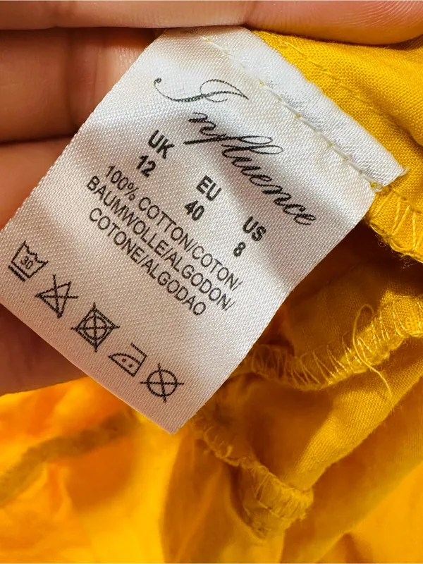 Influence Mustard Yellow Tiered Mini Dress with Square Neck Size 12 - Image 8