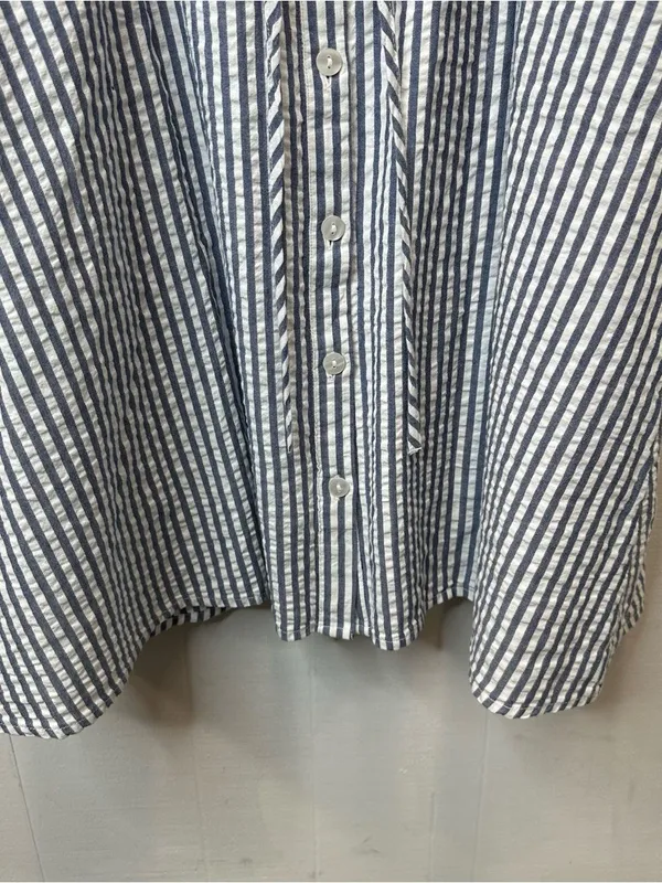 Appleseed's PS Blue and White Striped Sleeveless Midi Shirt Dress - Image 6