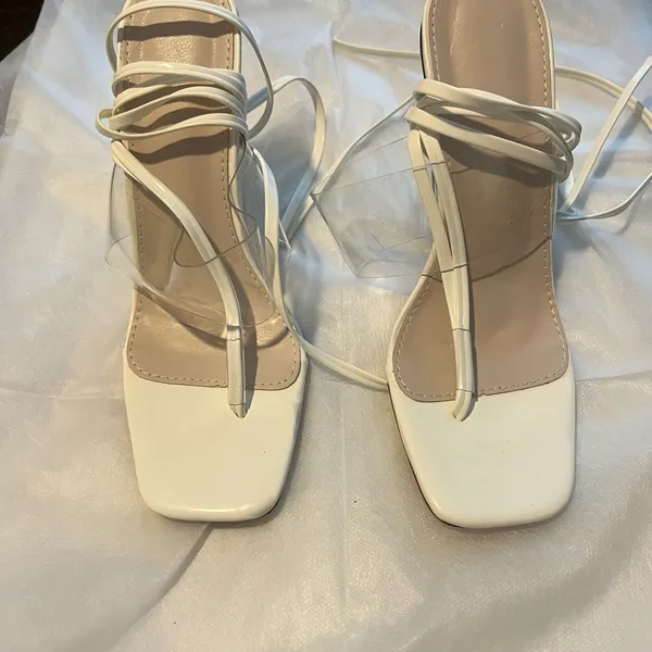 SHEIN White Transparent Heels with Strappy Design size 38 - Image 3