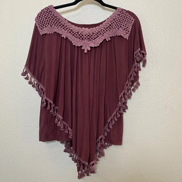 POL Fringe Top Small Crochet Bohemian Boho Whimsigoth Witchy Hippie Draped - Image 2