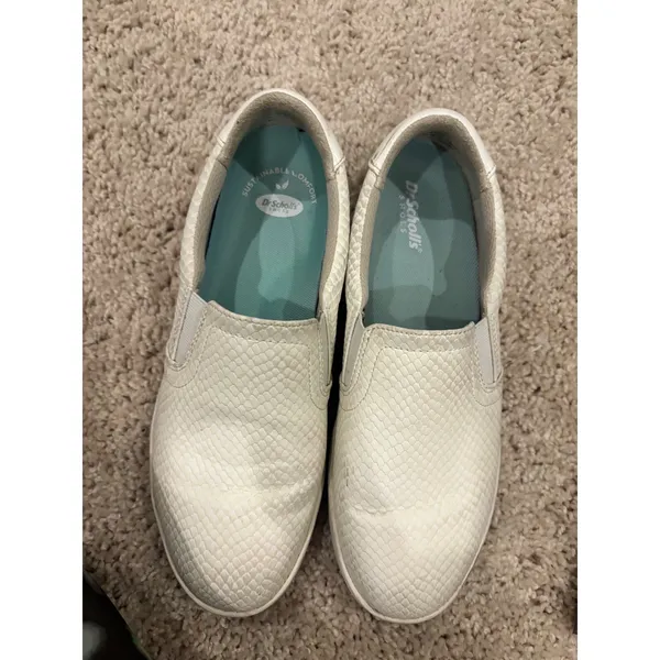Dr. Scholls Madison Sneakers Slip On Snakeskin Embossed Cream White Shoes 6.5M - Image 2