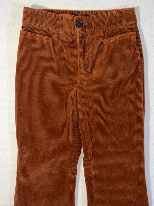 Zara Womens Corduroy Mid Rise Wide Leg Pant Size S Minimalist Preppy - Image 3