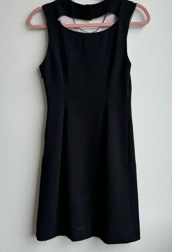 Anthropologie Postmark Dress 00 Black Cut Collar Peter Pan Retro Pin Up Cochette - Image 9