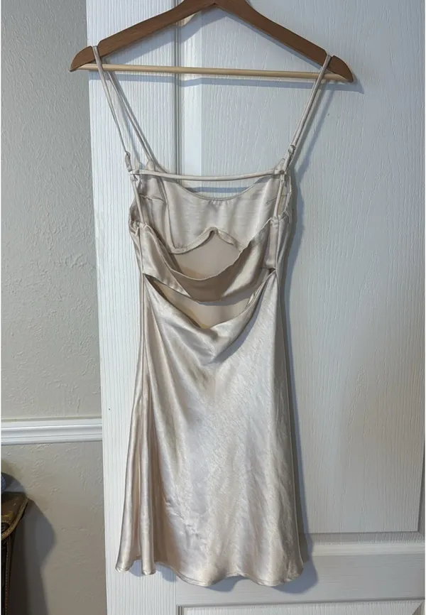 Princess Polly Champagne Silk Mini Dress Satin - Image 2