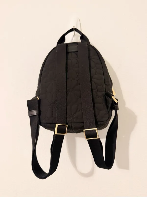Kate Spade New York Flower Quilted Fabric Small Backpack Black - Image 6