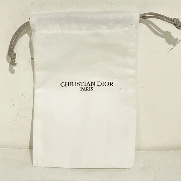 CHRISTIAN DIOR Drawstring Dust Bag Cotton Gift‎ Pouch White Small NEW - Image 2