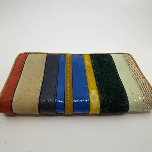 Tory Burch Striped Zip Continental Blue Leather Wallet - Image 3