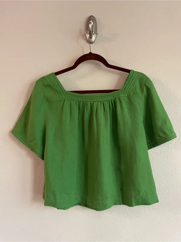 J. Crew Summer Moss Linen Sailor Square Neck Top Size Medium - Image 4