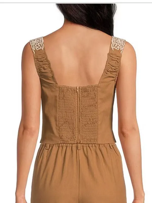 Ciebon Tan Lace-Trim Tank Top - Image 2