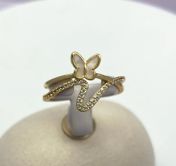 18K Gold Plated Adjustable Butterfly Open Ring for Women - Image 5