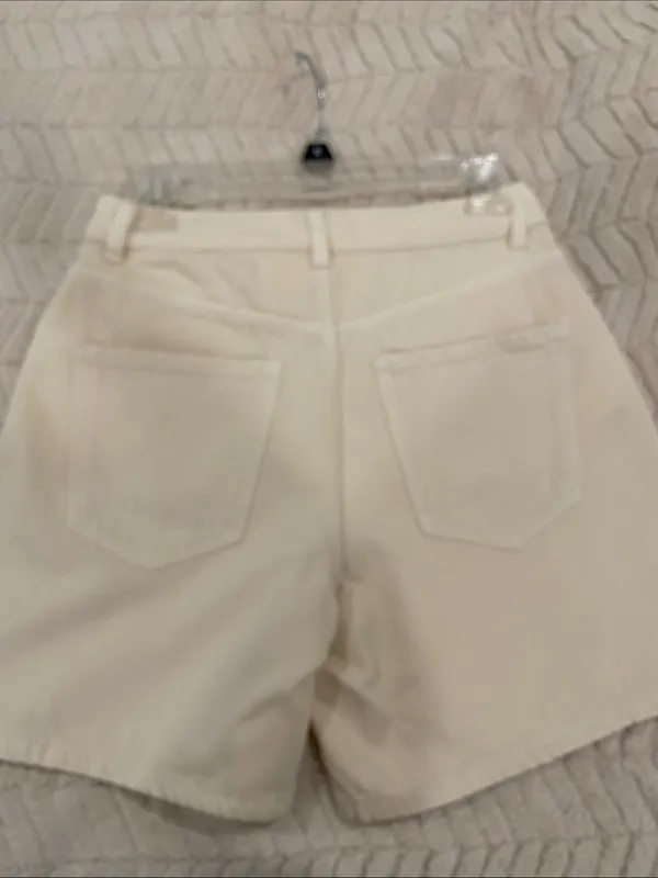 Primark Cream Drawstring Cotton Shorts size 4 - Image 2