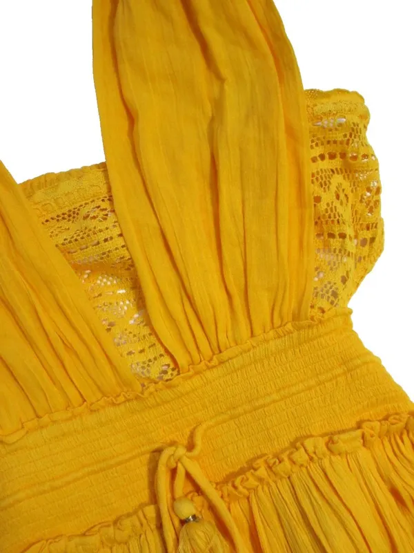 NWT Free People Santa Maria Maxi in Citrus Ave Orange Crochet Lace Trim Dress S - Image 7