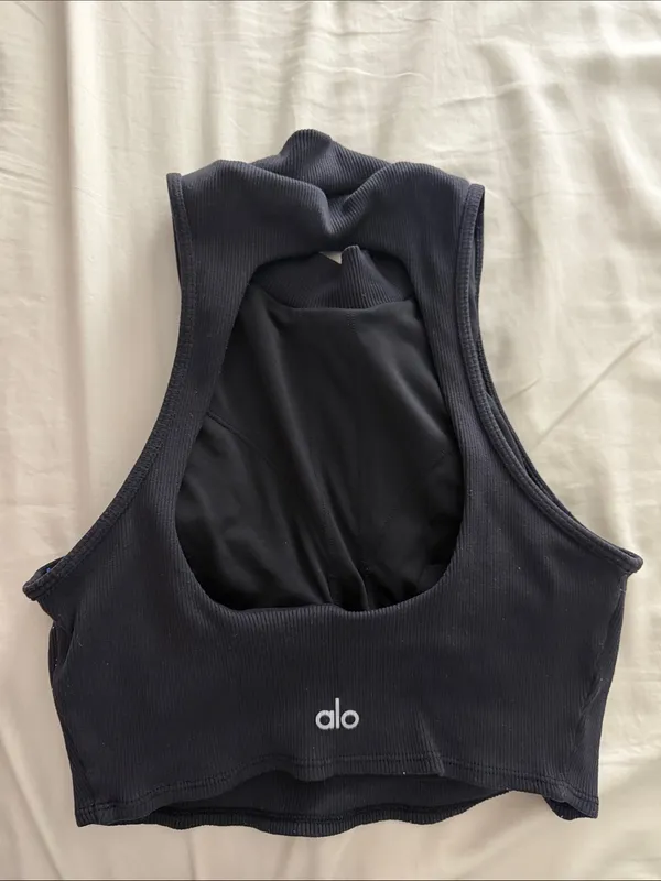Alo black highneck ribbed tank small - Image 2