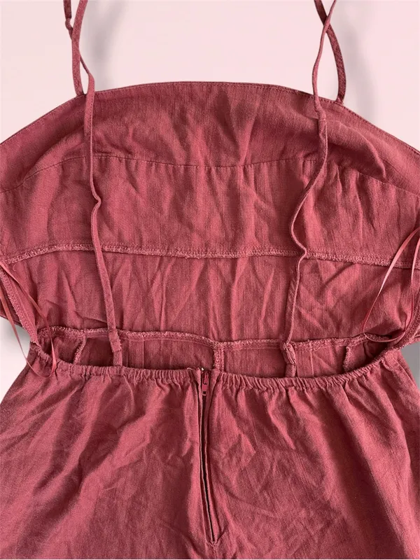 Audrey Parks Francesca’s Rust Rose Tie Back Wide Leg Jumpsuit Size S - Image 5