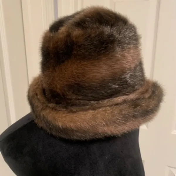Vintage Classy Faux Fur Hat • Brown & Black • Chic Winter Statement - Image 2