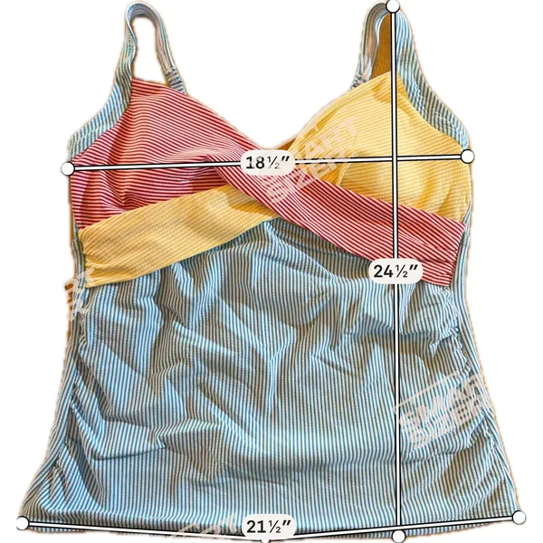 Lands' End Tankini Top Womens Size 16 Blue White‎ Stripe Colorblock Twist - Image 4