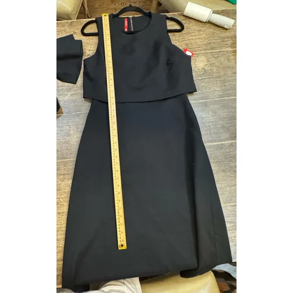 Spanx Ponte Overlay Fitted Midi in Classic Black Sleeveless Dress Size Medium - Image 9