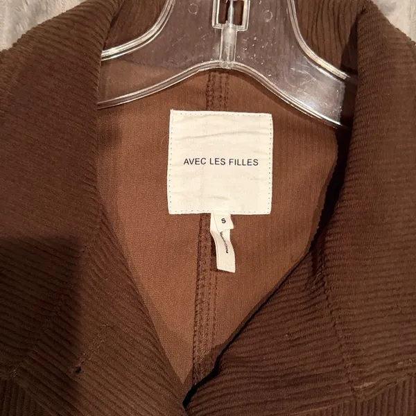Avec Les Filles NWT Brown‎ Corduroy Utility Shacket Jacket Button Front Small - Image 3