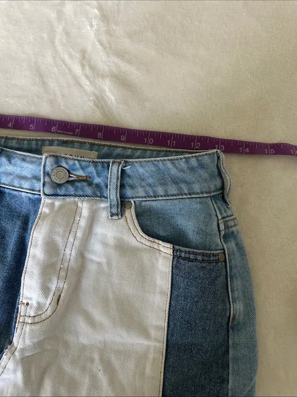 PacSun Colorblock Denim Mini Skirt - White & Blue Panels - Image 4